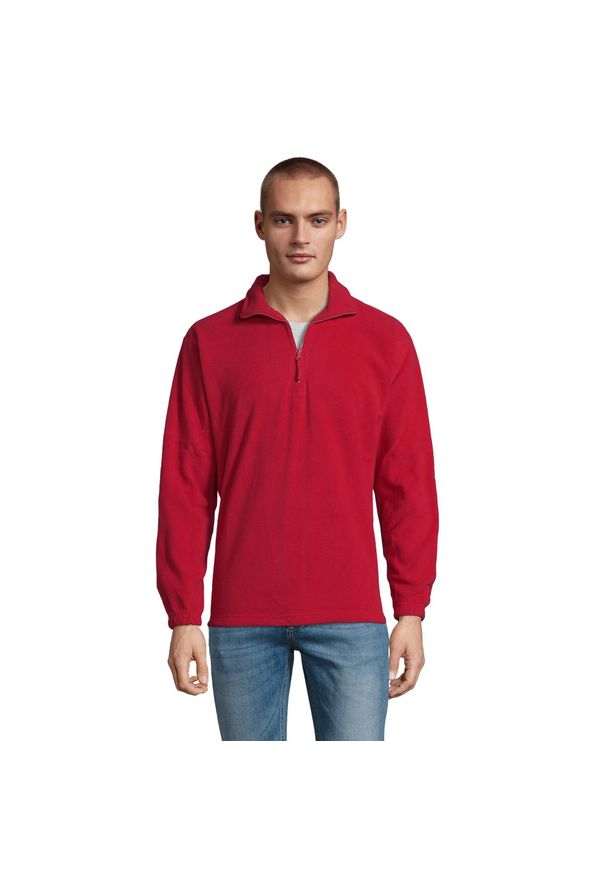 SOL'S - Bluza Polarowa Unisex Dla Dorosłych Ness Half Zip. Kolor: czerwony. Materiał: polar. Sezon: zima