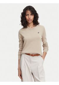 Beverly Hills Polo Club Sweter P-SS26W-M536563 Beżowy Regular Fit. Typ kołnierza: polo. Kolor: beżowy. Materiał: bawełna #1