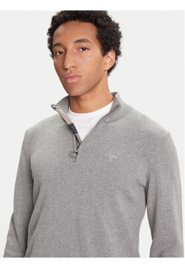 Barbour Sweter Half Zip MKN1074GY52 Szary Regular Fit. Kolor: szary. Materiał: bawełna