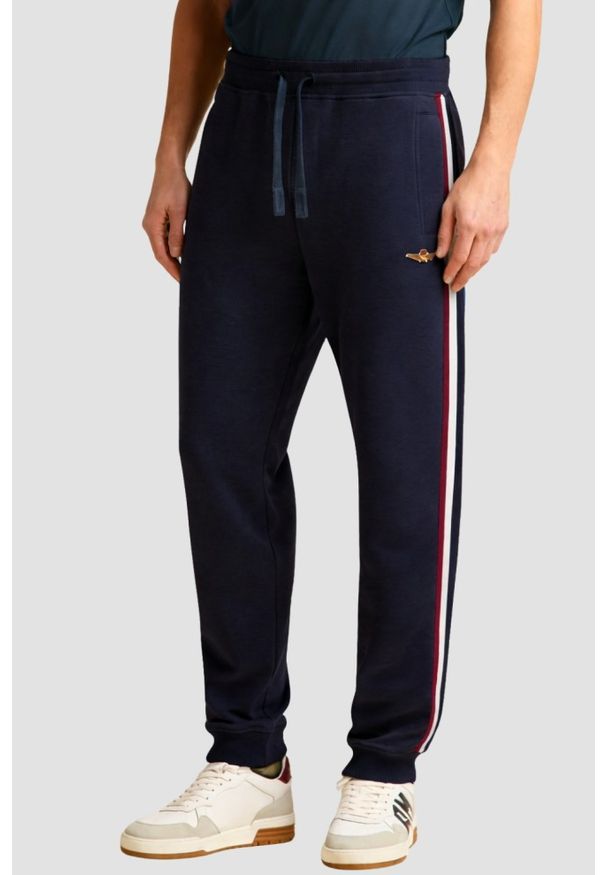 Aeronautica Militare - AERONAUTICA MILITARE Granatowe bawełniane męskie spodnie dresowe, Rozmiar XS. Kolor: niebieski. Materiał: bawełna, dresówka