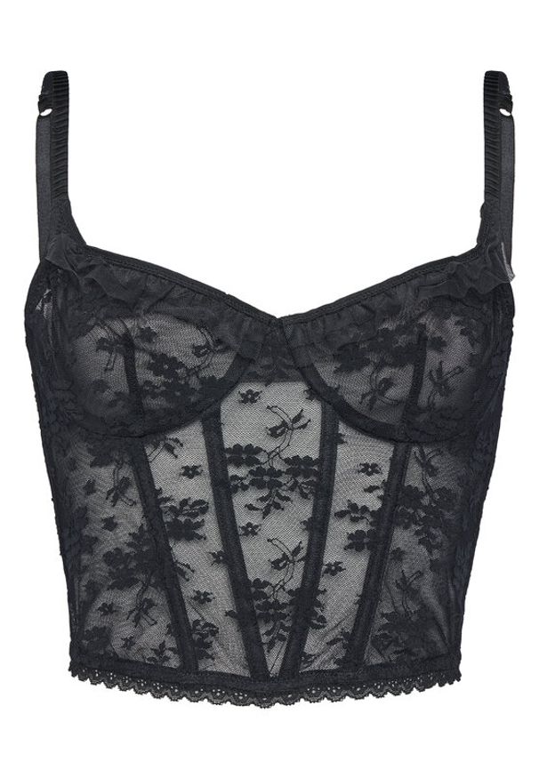 Hunkemöller Biustonosz z fiszbiną Darcy 302364 Czarny. Kolor: czarny. Materiał: syntetyk