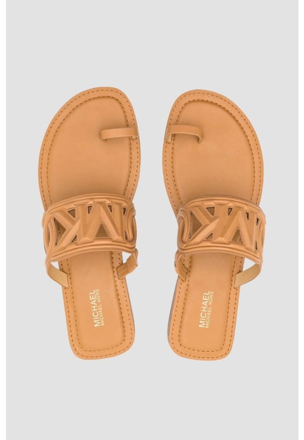 Michael Kors - MICHAEL KORS Brązowe klapki Alma Flat Sandal, Rozmiar 38,5. Kolor: brązowy