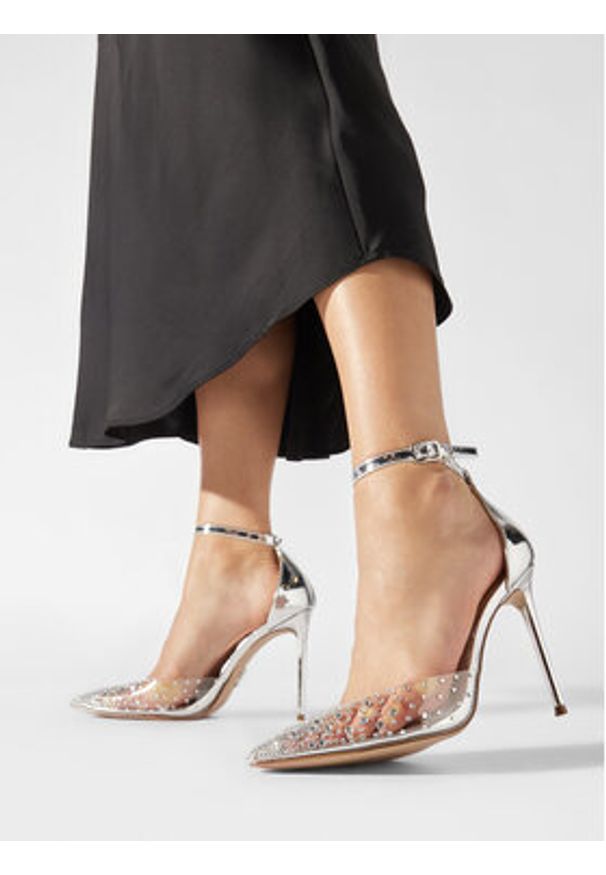 Steve Madden Szpilki Ravaged Sandal SM11002564 SM11002564-751 Srebrny. Kolor: srebrny. Materiał: skóra. Obcas: na szpilce