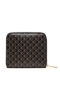 Calvin Klein Mały Portfel Damski Emblem Aop Square Zip Around LV04F1089G Czarny. Kolor: czarny. Materiał: skóra