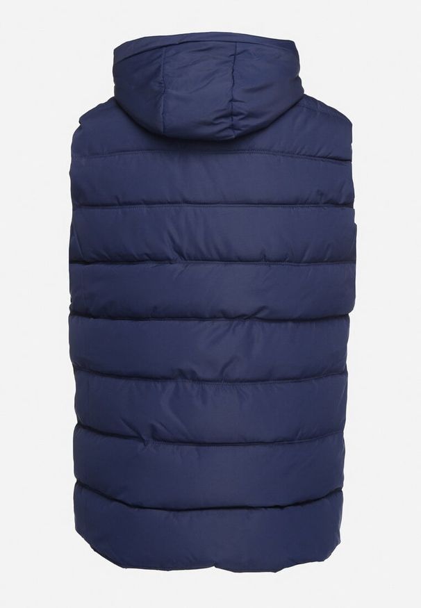 Born2be - Granatowa Pikowana Kamizelka z Kapturem z Możliwością Odpięcia Corintina. Okazja: na spotkanie biznesowe, na co dzień. Typ kołnierza: kaptur. Kolor: niebieski. Materiał: jeans. Styl: klasyczny, biznesowy, elegancki, casual, sportowy