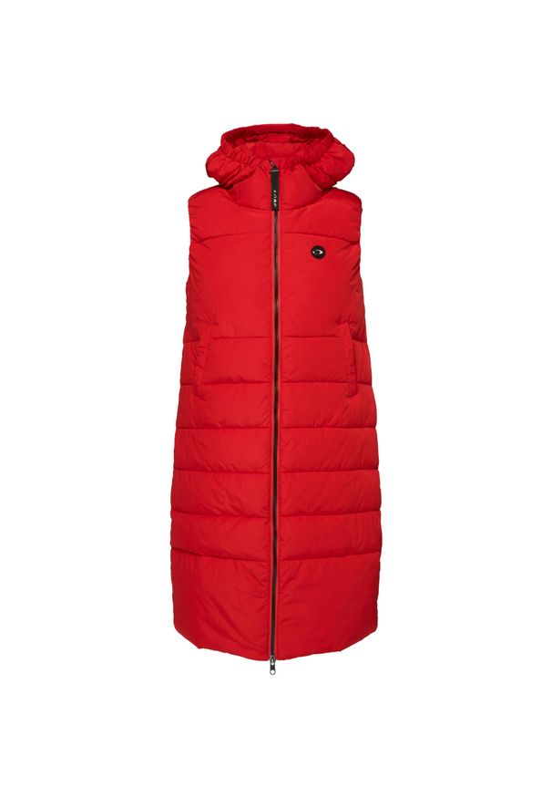 LOLË - Długa pikowana kamizelka damska LOAP Tamaja, czerwona, XS. Kolor: czerwony. Materiał: puch. Długość: długie