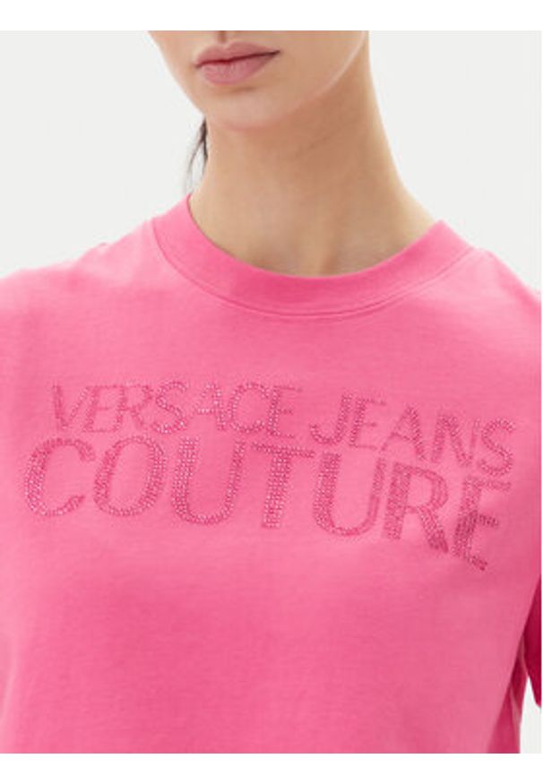 Versace Jeans Couture T-Shirt 78HAHS04 Różowy Regular Fit. Kolor: różowy. Materiał: bawełna
