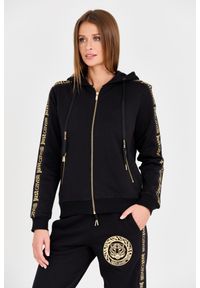 Just Cavalli - JUST CAVALLI Czarna damska bluza T-round Gold, Rozmiar S. Kolor: czarny