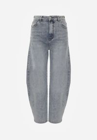 Born2be - Jasnoniebieskie Bawełniane Jeansy o Kroju Barrel Leg z Wysokim Stanem Vimariele. Okazja: na co dzień. Stan: podwyższony. Kolor: niebieski. Styl: casual, klasyczny, boho #4