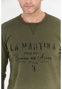 La Martina - LA MARTINA Zielona bluza męska z vintage logo. Kolor: zielony. Styl: vintage