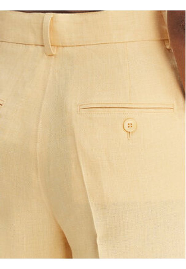 Weekend Max Mara Spodnie materiałowe Malizia 2615131112 Żółty Straight Fit. Kolor: żółty. Materiał: len