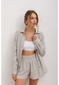 KOSZULA HOLLY JASNO SZARA L - Flawless. Okazja: na plażę. Kolor: szary. Materiał: bawełna, skóra. Długość rękawa: długi rękaw. Długość: krótkie. Sezon: lato