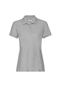 FRUIT OF THE LOOM - Damska Koszulka Polo Premium Plain. Typ kołnierza: polo. Kolor: szary