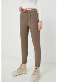 only - Only spodnie damskie kolor szary dopasowane high waist. Stan: podwyższony. Kolor: szary. Materiał: dzianina #1