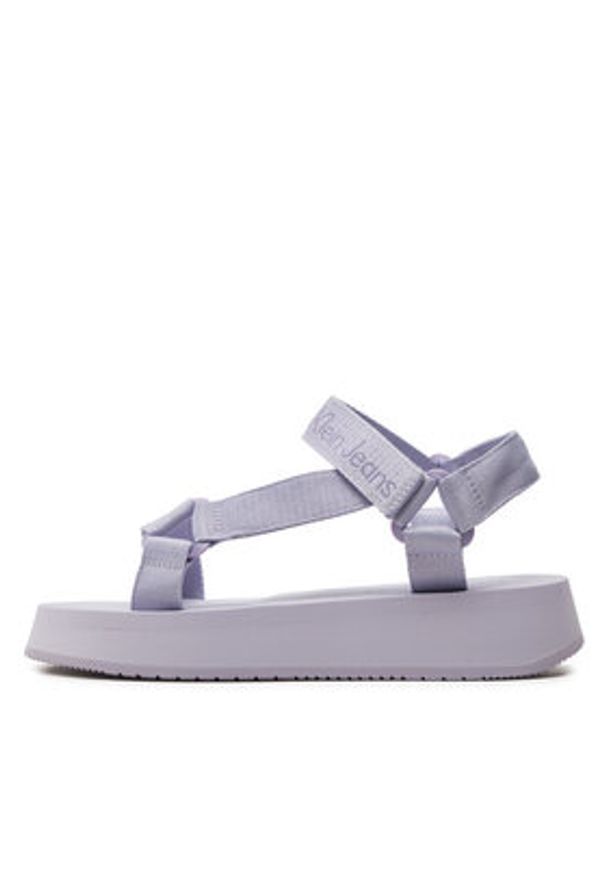 Calvin Klein Jeans Sandały Sandal Velcro Webbing In Mtl YW0YW01480 Fioletowy. Kolor: fioletowy. Materiał: materiał