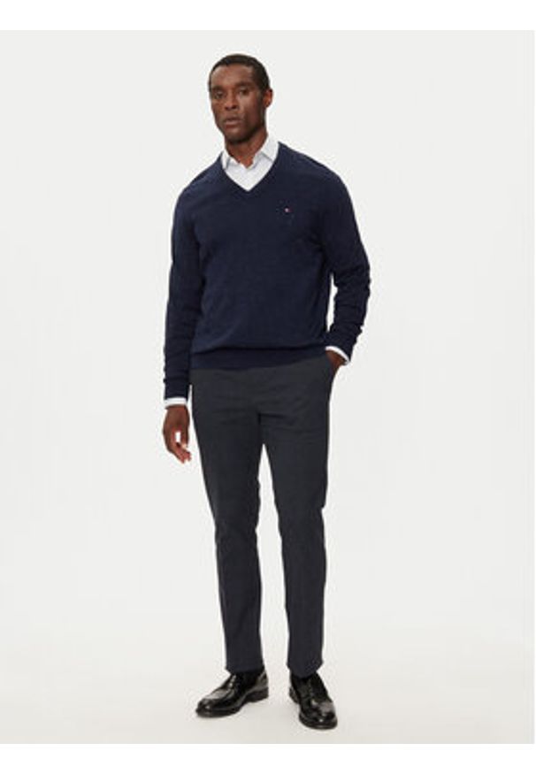 TOMMY HILFIGER - Tommy Hilfiger Sweter Pima Org Ctn MW0MW28047 Granatowy Regular Fit. Kolor: niebieski. Materiał: bawełna