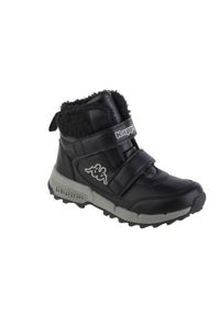 Buty do chodzenia dla dzieci Kappa Tapiwa K. Wysokość cholewki: za kostkę. Zapięcie: rzepy. Kolor: czarny. Materiał: skóra, materiał, tkanina, guma, syntetyk. Szerokość cholewki: normalna. Sport: turystyka piesza