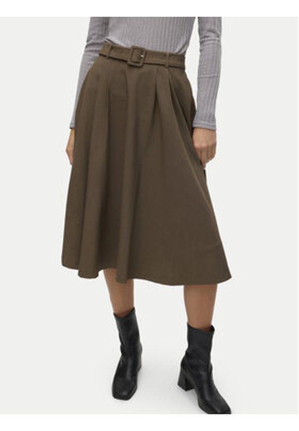 Vero Moda Spódnica trapezowa Tarisa 10318628 Brązowy Regular Fit. Kolor: brązowy. Materiał: syntetyk