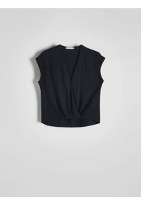 Reserved - Kopertowa bluzka z wiskozy - czarny. Kolor: czarny. Materiał: wiskoza. Wzór: gładki
