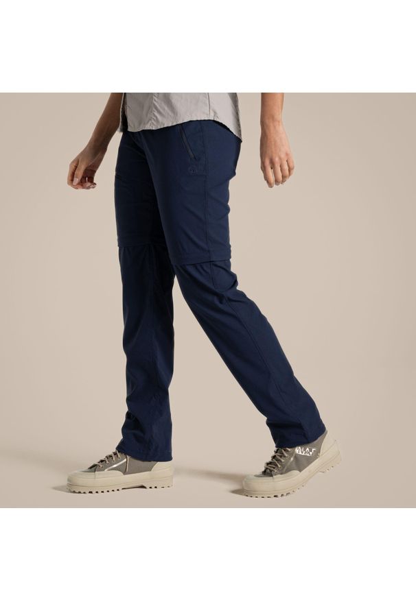 CRAGHOPPERS - Spodnie turystyczne damskie Craghoppers NosiLife Pro Convertible Trouser III. Kolor: niebieski. Sezon: lato. Sport: turystyka piesza