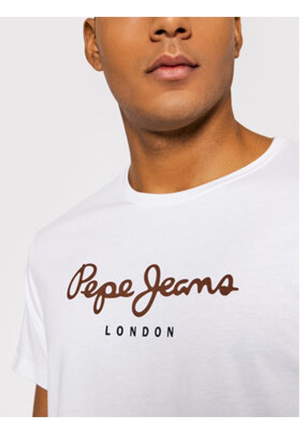 Pepe Jeans T-Shirt Eggo PM508208 Biały Regular Fit. Kolor: biały. Materiał: bawełna