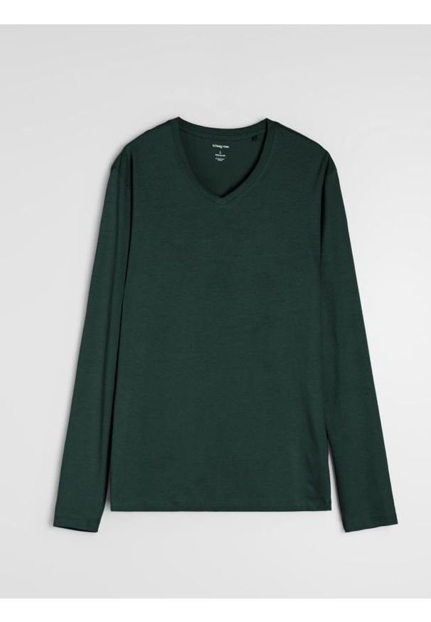 Sinsay - Bawełniana koszulka basic - zielony. Kolor: zielony. Materiał: bawełna