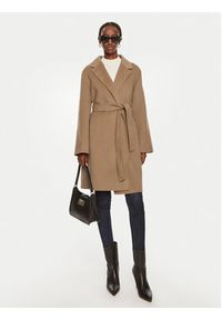 TOMMY HILFIGER - Tommy Hilfiger Płaszcz wełniany WW0WW43603 Brązowy Regular Fit. Kolor: brązowy. Materiał: wełna, syntetyk #4