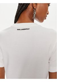 Karl Lagerfeld - KARL LAGERFELD T-Shirt 245W1717 Biały Regular Fit. Typ kołnierza: dekolt w karo. Kolor: biały. Materiał: bawełna #2