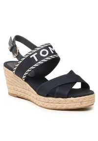 TOMMY HILFIGER - Tommy Hilfiger Espadryle Seasonal Webbing Mid Wedge FW0FW07091 Granatowy. Kolor: niebieski. Materiał: materiał