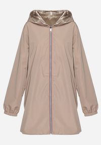 Born2be - Beżowa Przejściowa Kurtka Dwustronna z Kapturem i Metalicznym Połyskiem Tashta. Typ kołnierza: kaptur. Kolekcja: plus size. Kolor: beżowy #3