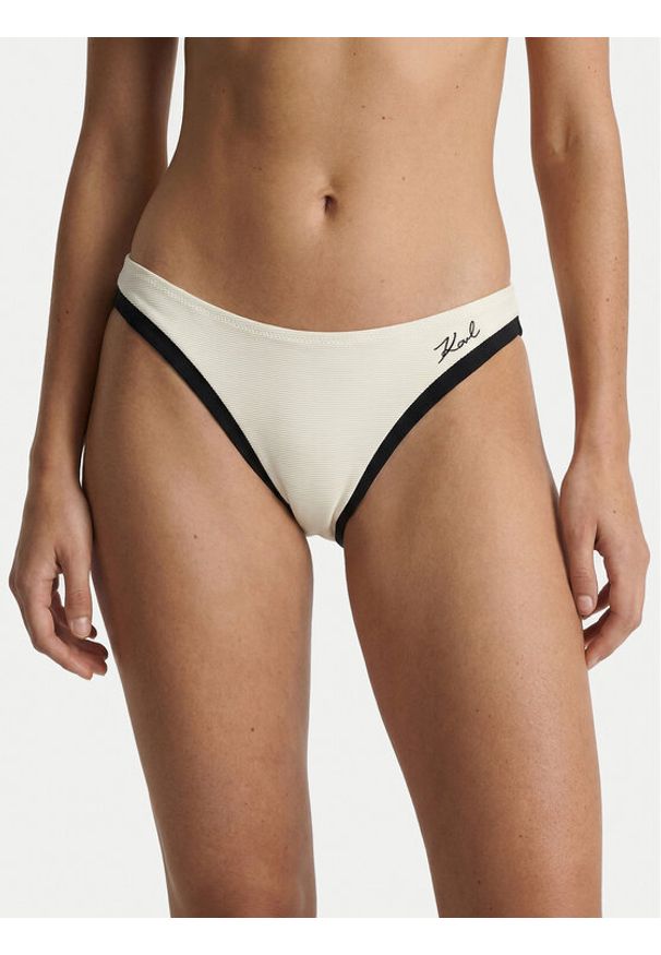 Karl Lagerfeld - KARL LAGERFELD Dół od bikini B2W46023 Beżowy jasny. Kolor: beżowy. Materiał: syntetyk