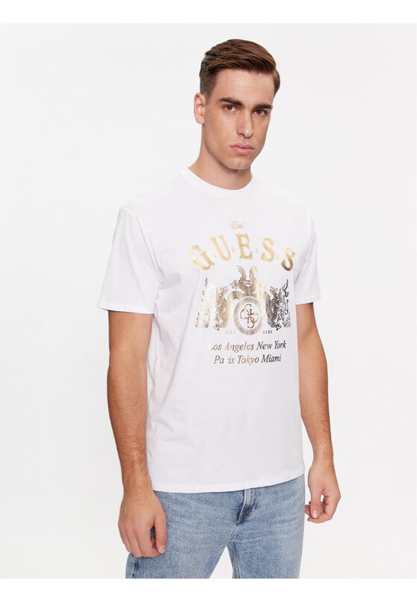 Guess T-Shirt M4RI54 K9RM1 Biały Regular Fit. Kolor: biały. Materiał: bawełna