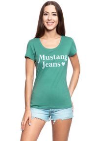 Mustang - MUSTANG T SHIRT DAMSKI Alexia C Print Deep Sea 1009391 6318. Wzór: nadruk