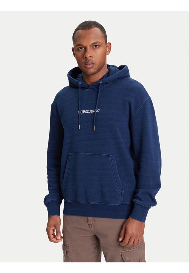 Guess Jeans Bluza M5YQ27 KCXQ1 Granatowy Regular Fit. Kolor: niebieski. Materiał: bawełna