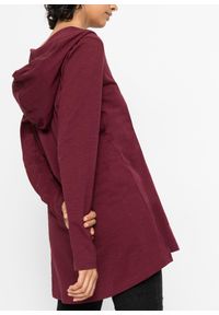 bonprix - Długi shirt z kapturem. Typ kołnierza: kaptur. Kolor: czerwony. Materiał: bawełna. Długość rękawa: długi rękaw. Długość: długie