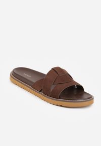 Born2be - Cienobrązowe Klapki VICES z Przeplatanymi Paskami Anreene. Okazja: na co dzień. Kolor: brązowy. Materiał: len. Wzór: paski. Styl: casual, klasyczny, elegancki #9