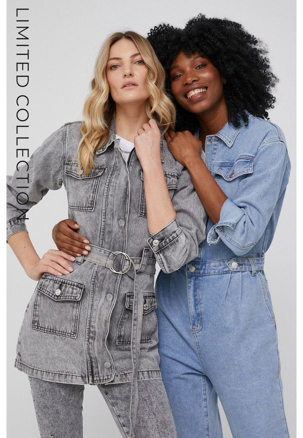 Answear Lab kurtka jeansowa answear.LAB X kolekcja limitowana NO SHAME damska kolor szary przejściowa. Okazja: na co dzień. Kolor: szary. Materiał: jeans. Styl: wakacyjny