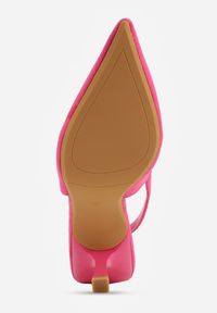 Renee - Fuksjowe Szpilki Slingback VICES z Imitacji Zamszu z Prostokątną Klamerką Natuma. Okazja: na co dzień, na randkę, na ślub cywilny, na wesele. Zapięcie: klamry. Kolor: różowy. Materiał: zamsz. Obcas: na szpilce. Styl: casual, elegancki #7
