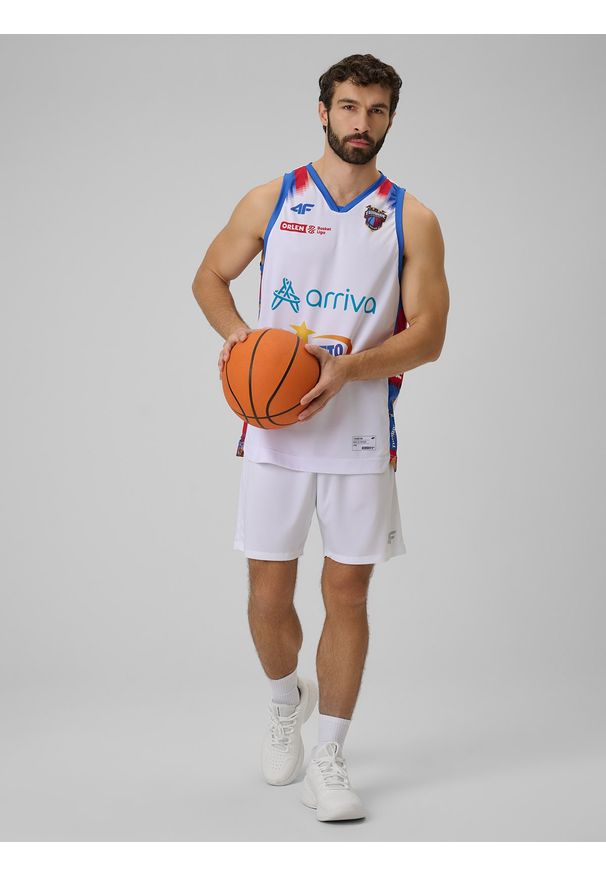 4f - 4F Koszulka meczowa replika domowa z sezonu 2025/26 męska 4F x Twarde Pierniki - biała XL. Kolor: biały. Materiał: materiał. Wzór: nadruk. Sport: koszykówka