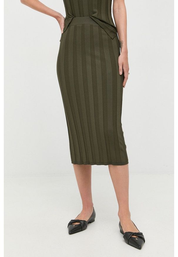 Max Mara Leisure spódnica kolor zielony midi ołówkowa. Kolor: zielony. Materiał: dzianina. Wzór: gładki