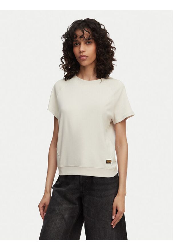 G-Star RAW - G-Star Raw T-Shirt Reglan D24512-D976 Kremowy Regular Fit. Kolor: kremowy. Materiał: bawełna