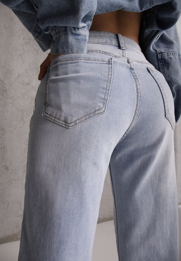 Renee - Jasnoniebieskie Jeansy Straight Leg High Waist z Bawełną Erivera. Stan: podwyższony. Kolor: niebieski. Wzór: gładki. Styl: klasyczny