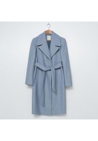House - Wiązany płaszcz z wiskozą - Niebieski. Kolor: niebieski. Materiał: wiskoza #1