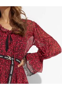 Ermanno Firenze - ERMANNO FIRENZE - Czerwona sukienka mini z wiskozy. Kolor: czerwony. Materiał: wiskoza. Długość rękawa: długi rękaw. Długość: mini #5