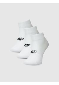 4f - 4F Skarpetki casual za kostkę (3-pack) damskie - białe 39-42. Kolor: biały. Materiał: bawełna, włókno, materiał, poliamid