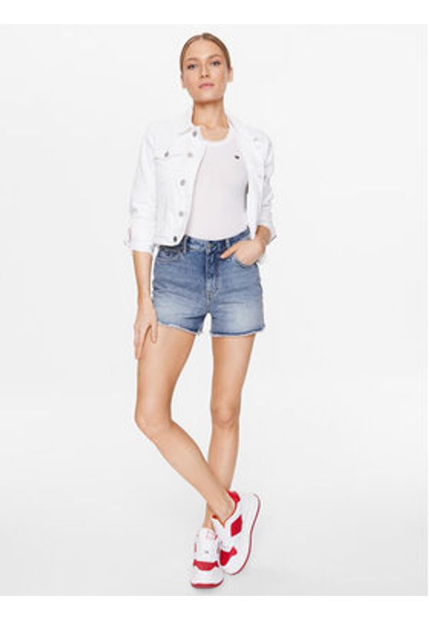 TOMMY HILFIGER - Tommy Hilfiger Top ThxSm WW0WW38987 Biały Slim Fit. Kolor: biały