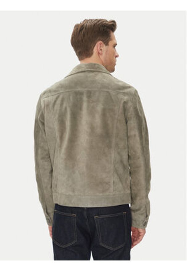 Serge Pariente Kurtka skórzana Jeans Szary Regular Fit. Kolor: szary. Materiał: skóra