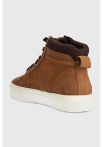 Pepe Jeans sneakersy skórzane YOGI BOOT kolor brązowy PMS30998. Nosek buta: okrągły. Zapięcie: sznurówki. Kolor: brązowy. Materiał: skóra #2