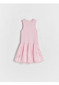 Reserved - Sukienka z ozdobnym dołem - różowy. Kolor: różowy. Materiał: bawełna #1