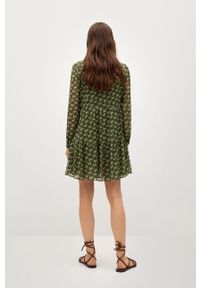 mango - Mango - Sukienka VIENA. Kolor: zielony. Materiał: tkanina. Długość rękawa: długi rękaw. Typ sukienki: rozkloszowane #6